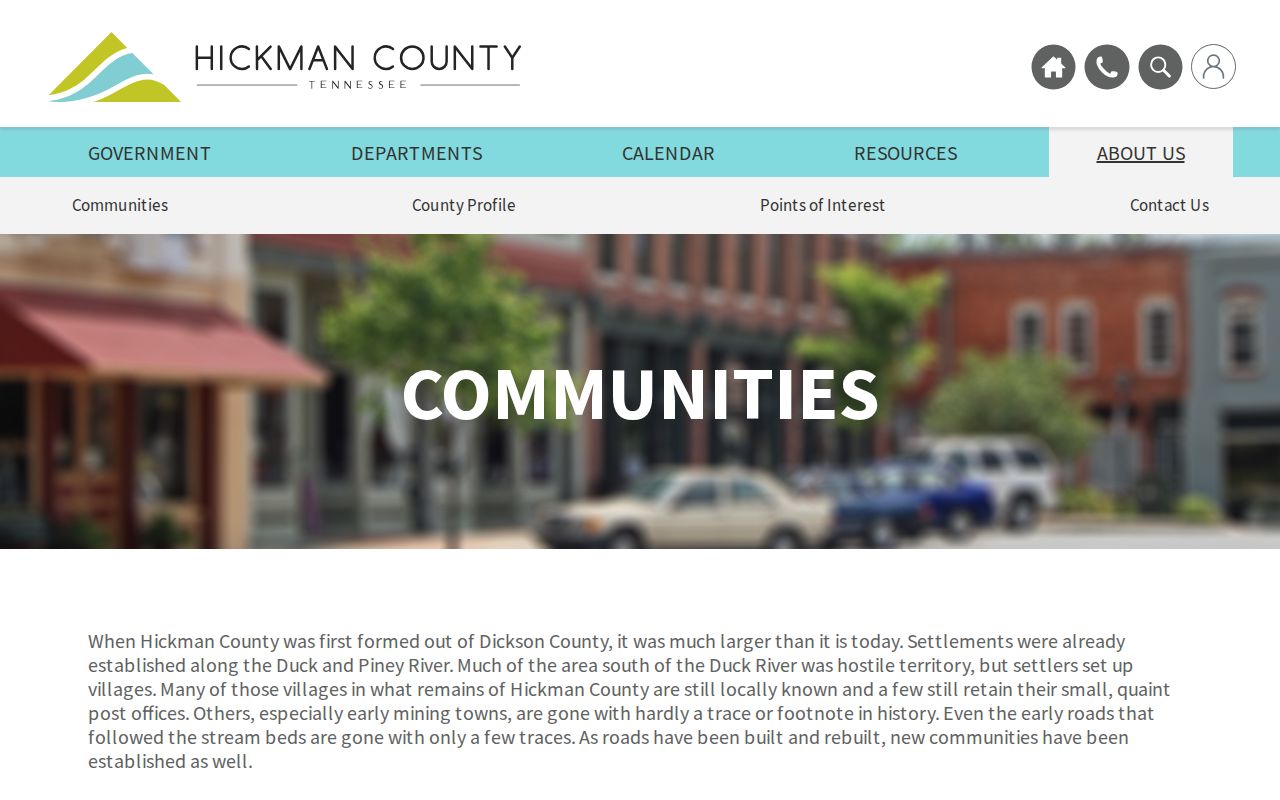 Hickman County communities listed by the county government