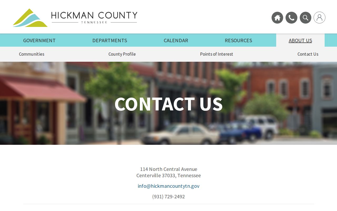 Hickman County general contact page with standard message form fields