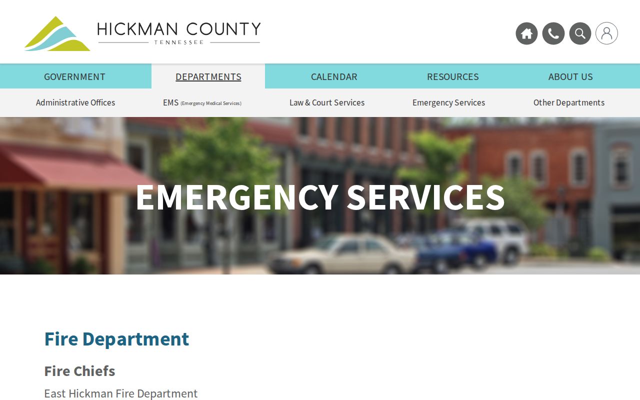 Hickman County Emergency Services page with sheriff contact information